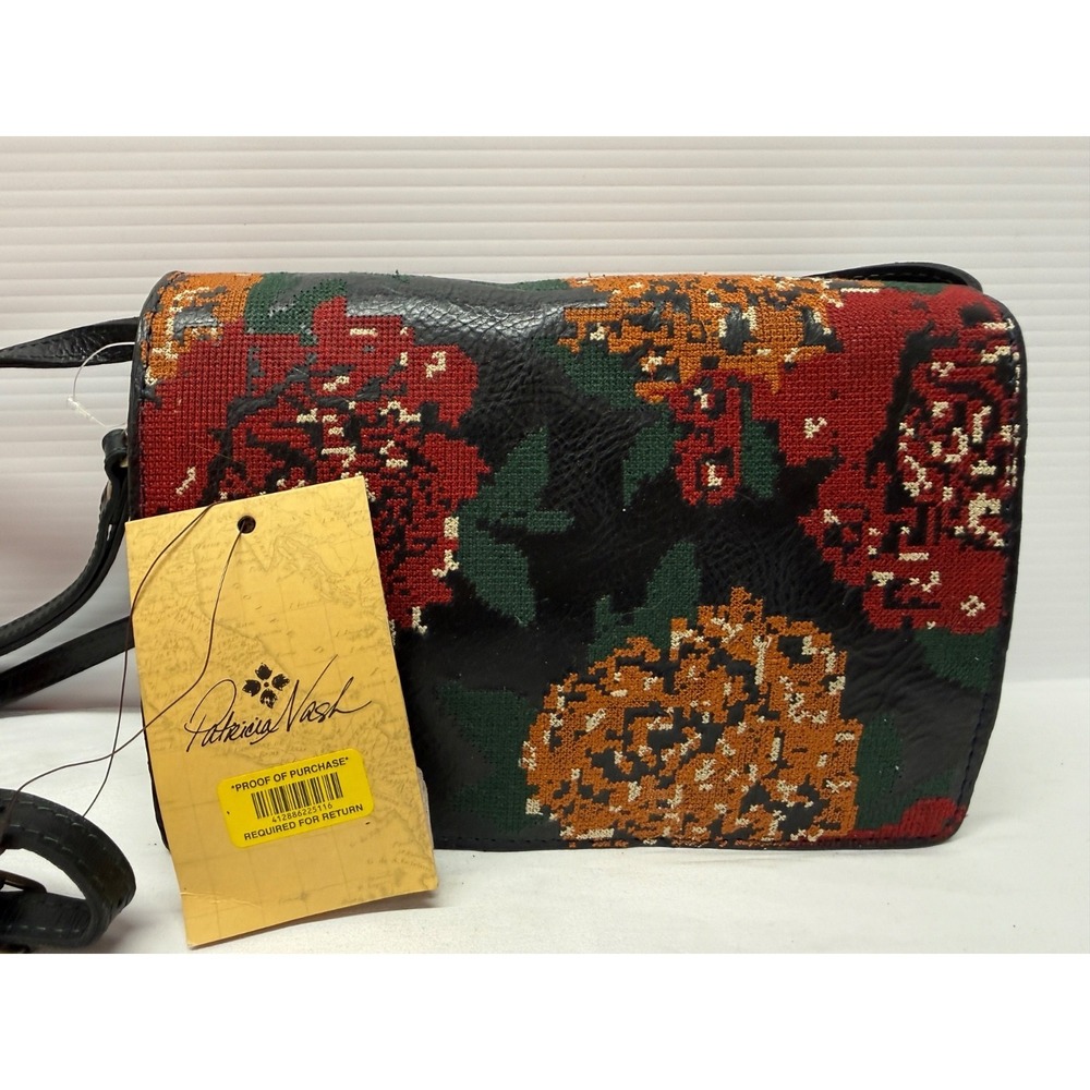NWT PATRICIA NASH Lanza Crossbody Organizer Bag Fall Tapestry Cross Stitch Navy